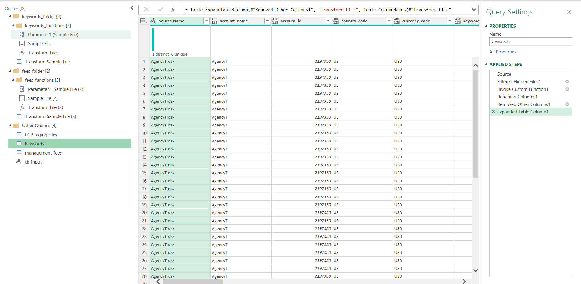 All data consolidated into one table