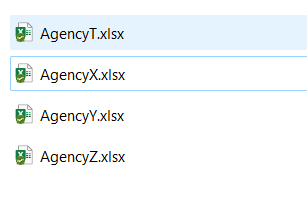 Excel files listed in a folder