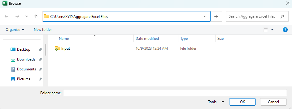 Select folder dialog