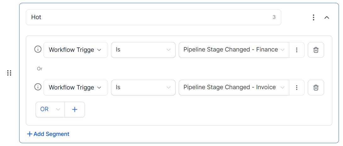 Branch setup showing hot stage logic based on workflow trigger